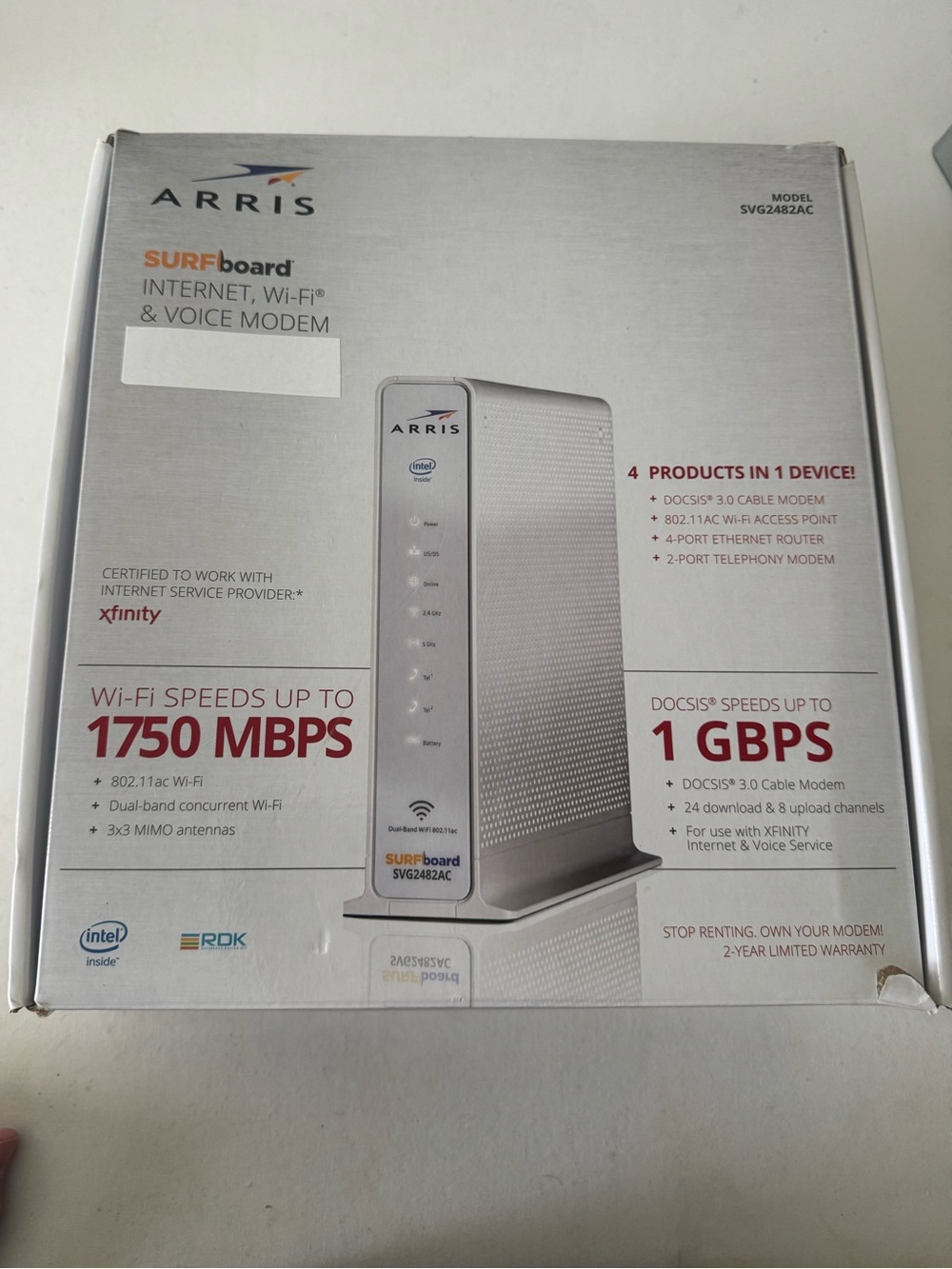 ARRIS SVG2482AC 1750 Mbps 4 Port Voice Modem In Box Complete